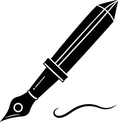 black and white vector fountain pen icon