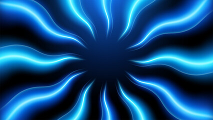 Swirl Blue Light Trails, Long Time Exposure Motion Blur Effect, Vector Illustration