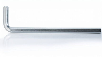 A Single, Stainless Steel Allen Key (Hex Wrench) isolated on white