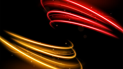 Abstract Twin Wave on Dark Background with Lighting Effect and Sparkle, Vector Illustration