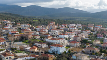 Fototapeta premium Greek village Niata of Lakonia in Greece, drone view