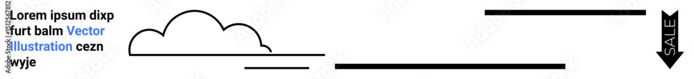 Aufkleber abstract cloud with horizontal lines and bold arrow pointing downward. ideal for navigation, weather