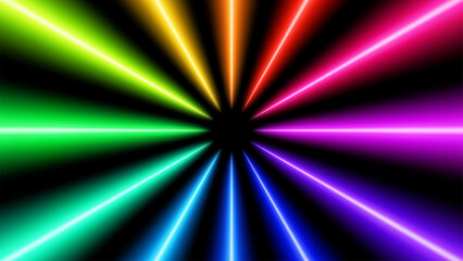 Big Colorful Light Trails, Long Time Exposure Motion Blur Effect, Vector Illustration
