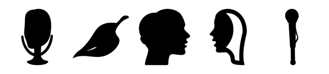 Abstract silhouette composition symbolizing nature, communication, and human connection in stark contrast