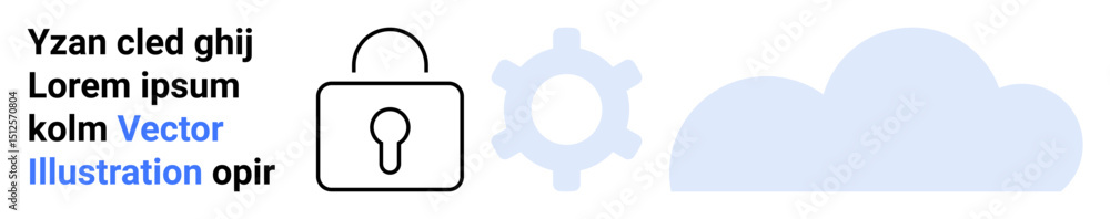 Poster padlock representing security, gear highlighting system settings, and cloud symbolizing online stora