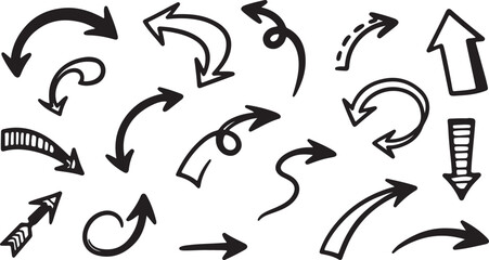 set of hand drawn vector arrows