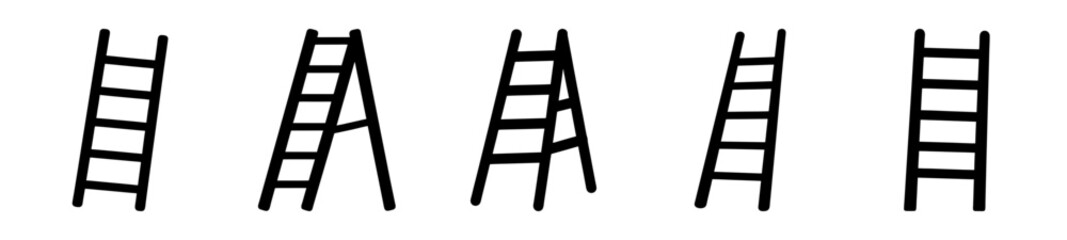 Collection of Simple Black and White Ladder Illustrations for Various Purposes