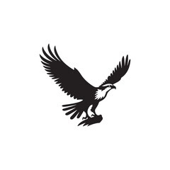 **"Powerful Osprey Vector Silhouette: Majestic Bird of Prey Design Featuring Outstretched Wings, Sharp Talons, and Focused Gaze in Clean, Minimalist Style for Crafts and Digital Art"**

