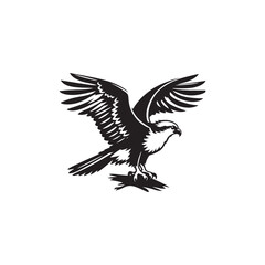 **"Powerful Osprey Vector Silhouette: Majestic Bird of Prey Design Featuring Outstretched Wings, Sharp Talons, and Focused Gaze in Clean, Minimalist Style for Crafts and Digital Art"**
