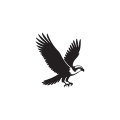 **"Powerful Osprey Vector Silhouette: Majestic Bird of Prey Design Featuring Outstretched Wings, Sharp Talons, and Focused Gaze in Clean, Minimalist Style for Crafts and Digital Art"**
