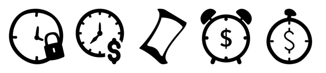 Time management and money investment conceptual icons for businesses and finance sectors