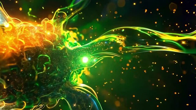Vibrant bioluminescent explosion in dynamic organic symbiosis display