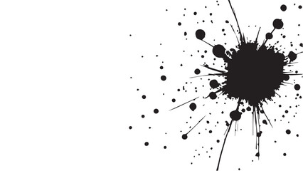 Ink splash isolated on white background. Black drop ink splatter. Black Ink splash texture background. 