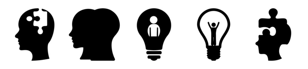 Conceptual Icons Representing Creativity, Problem Solving, and Human Potential Symbolism