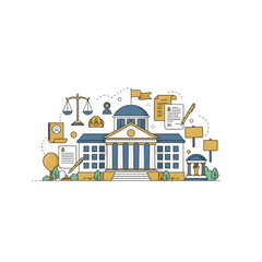 Fototapeta premium Government Institution and Civic Engagement Icons Illustration 