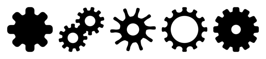 Black mechanical cogwheel gears set illustration on a white background artwork