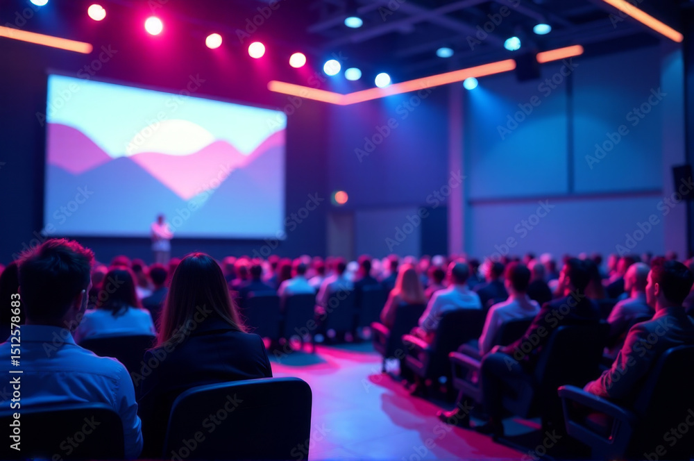 Aufkleber people seated in chairs watching a presentation on a projector screen