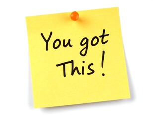 Yellow sticky note with motivational message