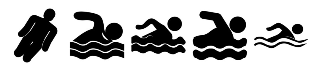 Progression of Swimming Pictograms Demonstrating the Front Crawl Technique Clearly