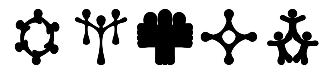 Black abstract designs representing unity, nature, and geometric shapes in solidarity