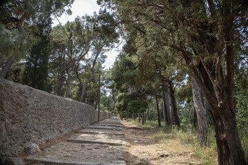 Fototapeta premium Marble view of Marjan hill and Split city coastline in Croatia, Dalmatia region.