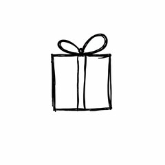 Hand drawn gift box silhouette isolated on white background