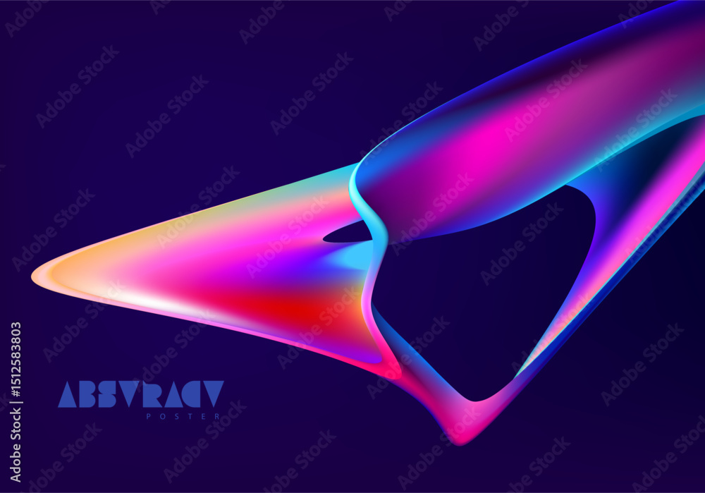 Poster abstract liquid holographic gradient shape. 3d vector design element.