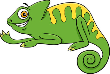 happy cartoon chameleon reptile animal character