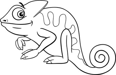 cute cartoon chameleon reptile animal character coloring page