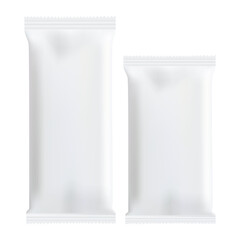 Two Snack Packages Mockups. Flow-Pack Bags, Front View, Isolated On White Background. Vector Illustration