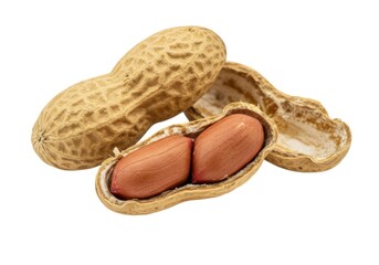 Isolated peanuts in shell close up macro food photography studio
