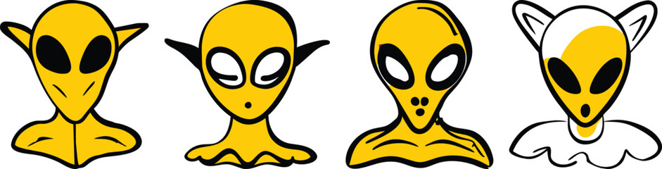 Fototapeta premium set of yellow alien head logo vector illustration