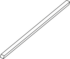 Long bar drawn in a diagonal orientation with elongated depth and outlined geometric detail.