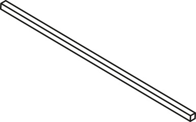 Thin bar displayed diagonally with a cast shadow and layered depth effect in outline format.
