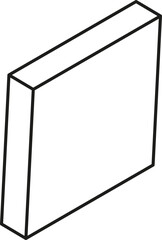 Tall vertical bar set at an angle and outlined to represent geometric depth and structure.