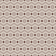 Zigzag seamless pattern. Hexagon mosaic tiles ornament. Ethnic surface print. Repeated geometric figures background. Ornamental wallpaper. Modern geo design digital paper. Vector abstract art