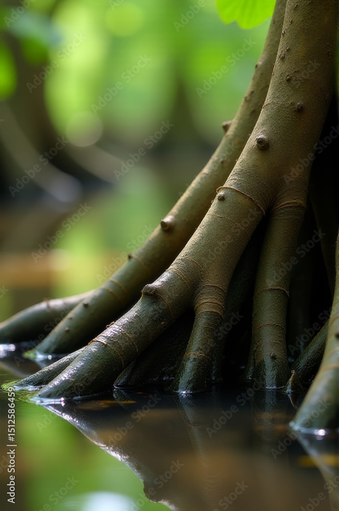 Poster close-up of a tree trunk submerged in water