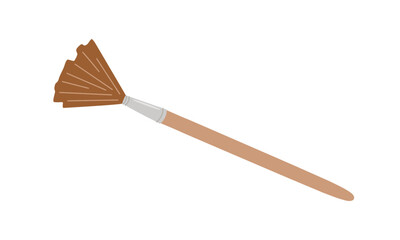 Paint brush with wooden handle and metal ferrule, simple hand drawn flat style vector illustration, school stationary object, painting tool for hobby, craft, drawing
