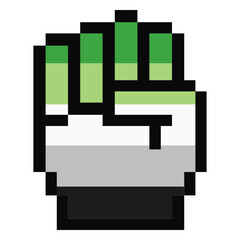 Aromantic agender hand finger fist stripe pixel flat
