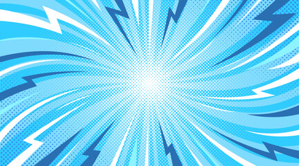 Plakat Blue comic background with lightning