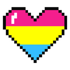 Fototapeta premium Pansexual heart stripe pixel flat