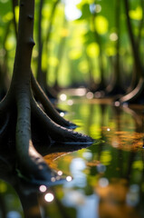 Group of trees submerged in water, natural scenery