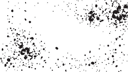 Grunge ink splash dots grained texture on white background. Ink splashes seamless pattern. Black and white spray texture.

