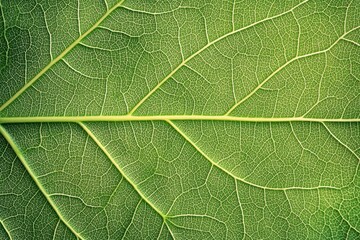 Obraz premium Close-up of a lush green leaf showcasing intricate vein patterns in a natural setting