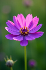 A detailed shot of a purple flower against a blurred background