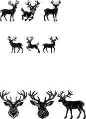 Naklejka premium Vintage Style Deer Head Clipart.