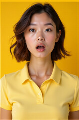 A person with a startled facial expression