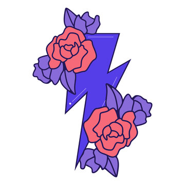 Lightning bolt flowers color-stroke