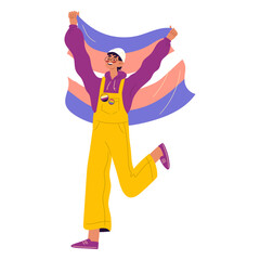 Guy with trans flag flat