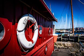 Harbor Shed with Lifebuoy and Masts